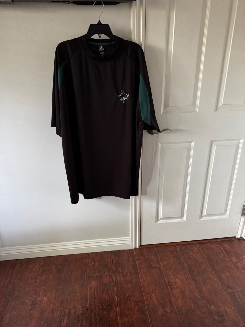 Majestic Black Short-Sleeve Athletic Tee with Teal Panels 3xl